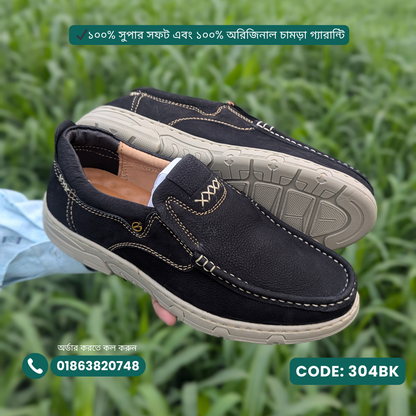 Casual Shoes - 100% গরুর চামড়া- 304BK  - Black